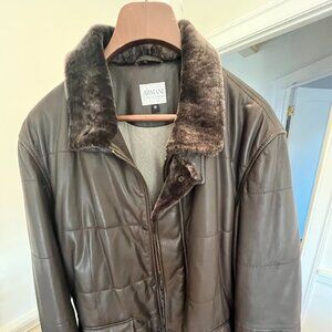 Armani Collezioni - Lamb leather Coat with lamb shearling collar - Size 52